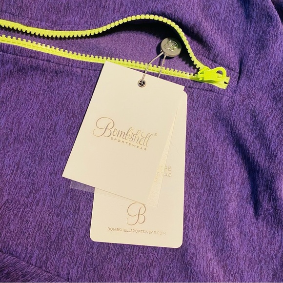 New Bombshell Sportswear Iris Purple Neon Crop Zip up Top Workout Athleisure NWT - Picture 6 of 8